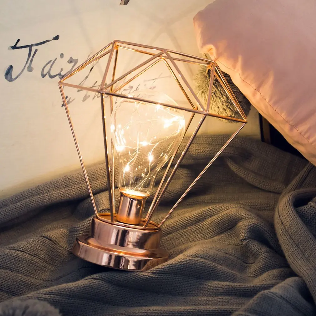 Модная настольная лампа в форме бриллианта на батарейках украшение для спальни