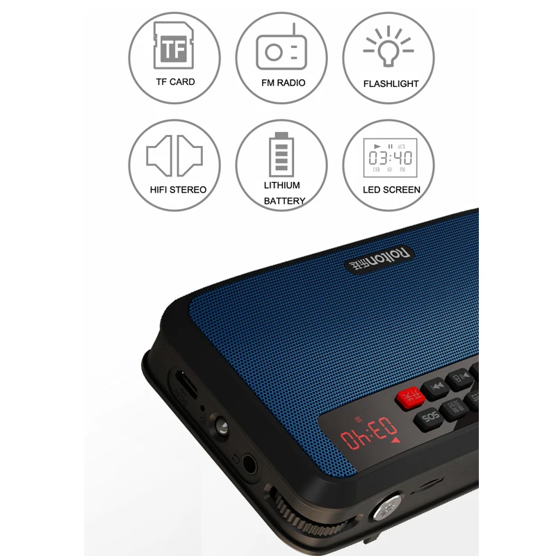 Rolton T60 Stereo Fm Radio Receiver Headset TF Card USB LED Light 2.1 Sound Track Portable Mini Music MP3 Player Elderly Radio. |
