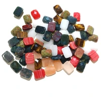 natural semi precious stones ring face beads stone rectangular beads handmade diy jewelry accessories beads