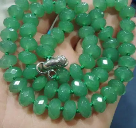 Горячее предложение-&gt@ Новый граненый 5x8 мм зеленый изумруд Roundel бусы ожерелье