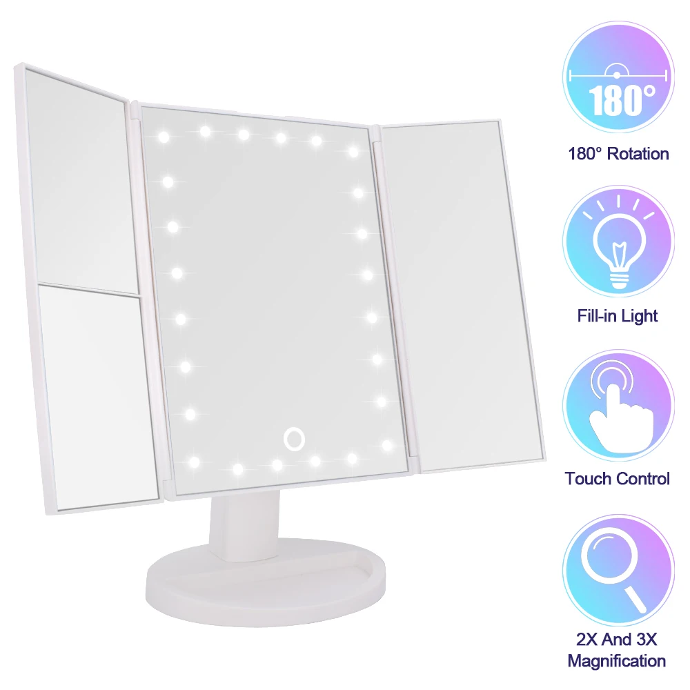 

24LED Magnifier Makeup Light 180 Degree Universal Shaft Touch Switch White Usb Plug-In Usb Cable Without