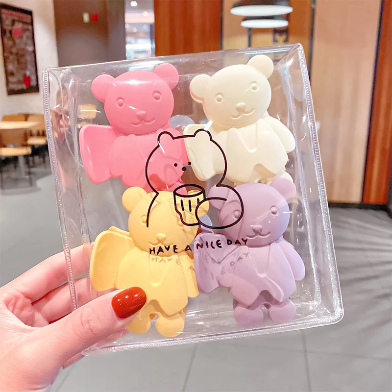 

2021 new candy color bear hair clip back head hairpin girl heart cartoon hairpin shark clip sweet hair accessories B63