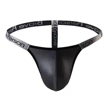 3pcs/lot Brand PU Leather Gay Swim Thong Men Briefs Brave Person Tanga String Homme Sexy Hot Porno Bikini Bath Trunks Underwear