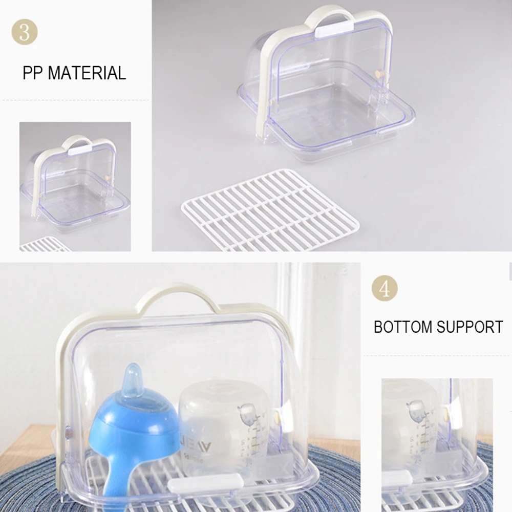 

1PC Bread Box Transparent Lid Portable Handle Dustproof Cake Storage Box Foods Loaf Bread Keeper for Carrying Storing