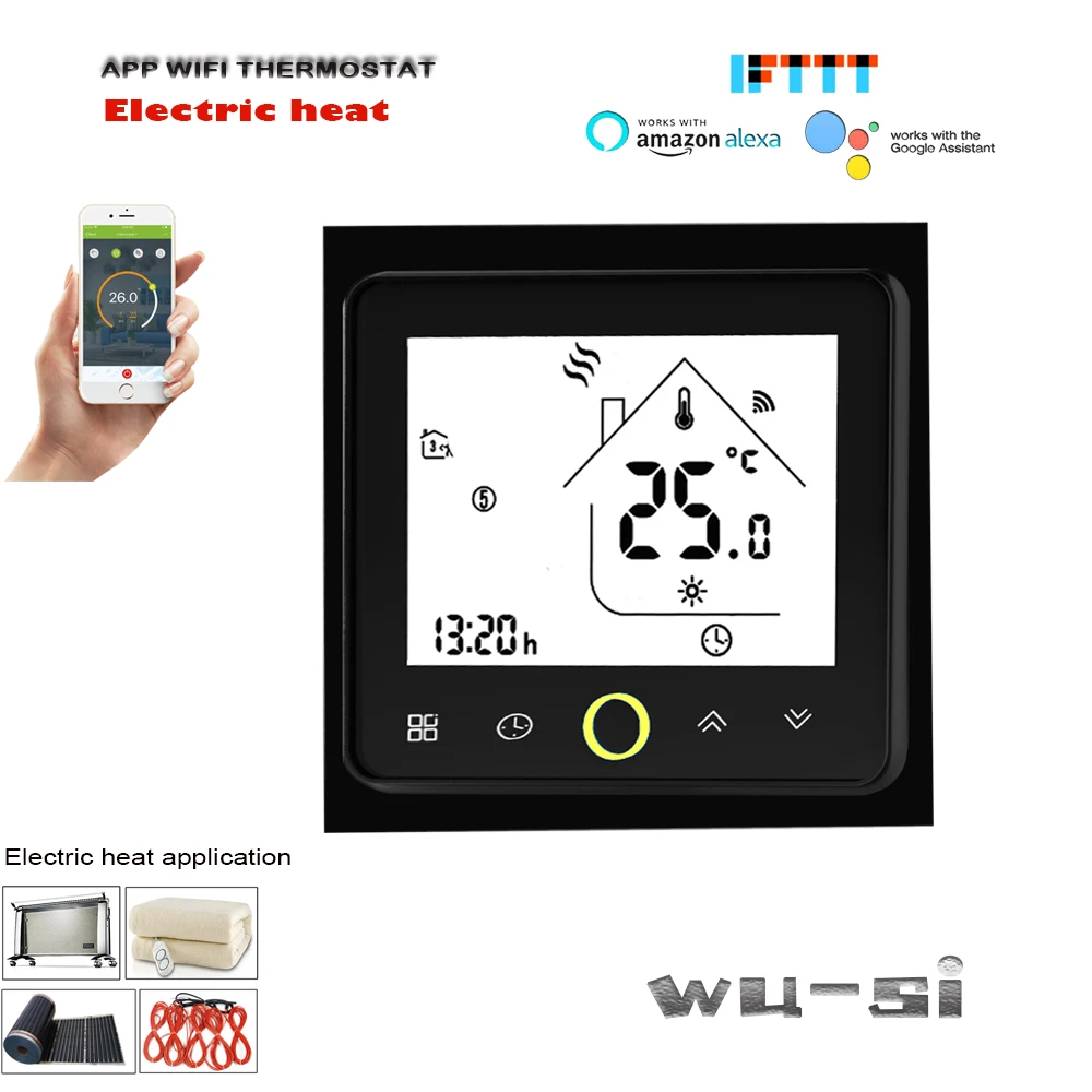 

Термостат Wi-Fi с двойным датчиком 16 А, работает с Alexa Google