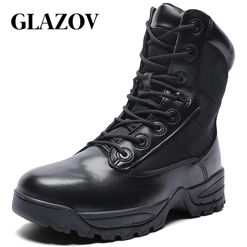 

GLAZOV Fluff Outdoor Men Desert Tactical Military Boots Mens Work Safty Shoes SWAT Army Boot Ankle Lace-up Combat Sport Boots