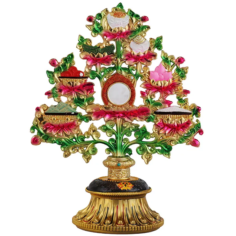 Tibetan Eight Auspicious Ornaments Dense Painted Tantric Treasure