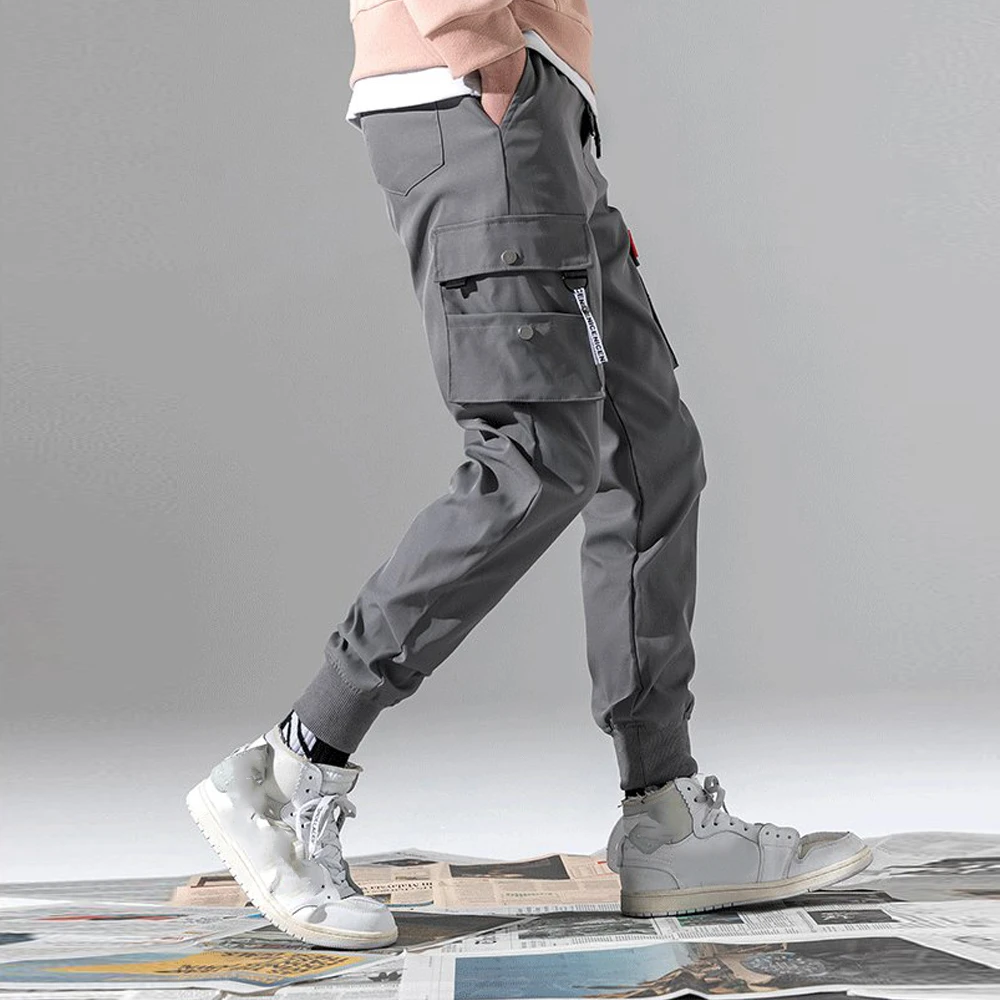 Men Casual Joggers Cargo Trousers Tactical Pants Men Solid Multi-pocket Sportswear Hip Hop 2022 Summer  Men's Clothing