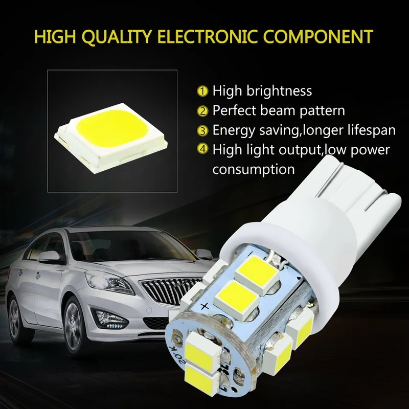 Клиновидные Автомобильные светодиодные лампы Safego 10 шт W5W T10 194 168 SMD 1210 3528 задний