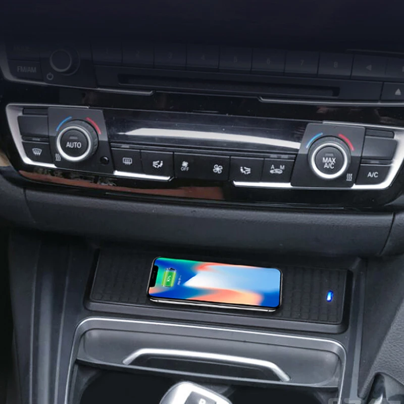 car qi wireless charger for bmw 3 series f30 f31 f32 3gt f34 f36 center console water cup holder trim qi fast charge board free global shipping