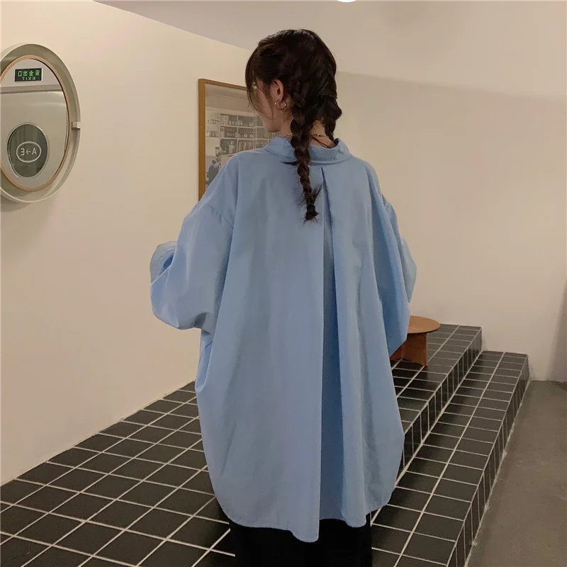 

2021 Autumn Blue Shirt Loose and Lazy Style