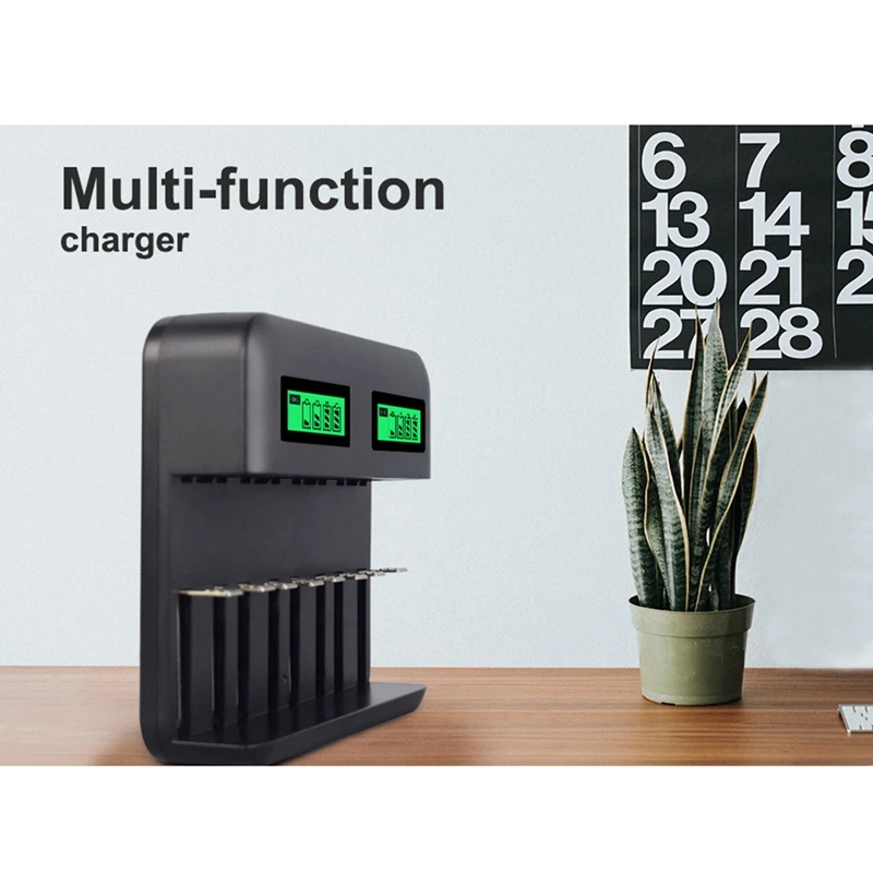 

8 Slots Lcd Display Usb Smart Battery Charger For Aa Aaa Sc C D Size Rechargeable Battery 1.2V Ni-Mh Ni-Cd Quick Charger