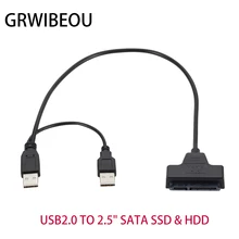 USB 2.0 to 2.5inch HDD 7+15pin SATA Hard Drive Cable Adapter for SATA SSD & HDD