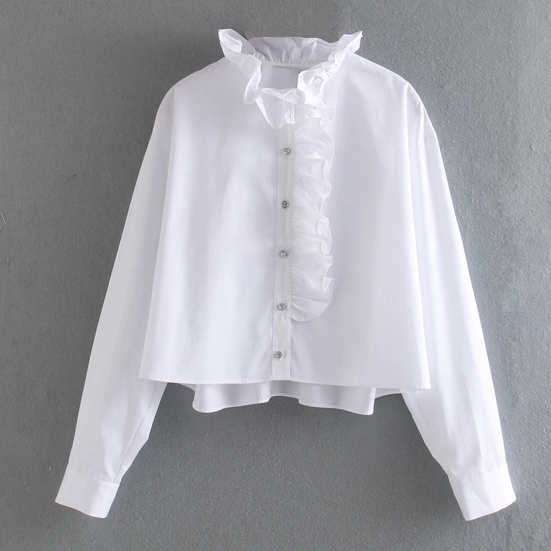 2020 Za Новая повседневная модная женская одежда белая однотонная блузка с