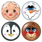 Новое милое печенье снеговик медведь Пингвин мордочка Рождество 10 шт. 12 мм20 мм25 мм круглое фото стекло кабошон плоская обратная сторона изготовления фурнитуры