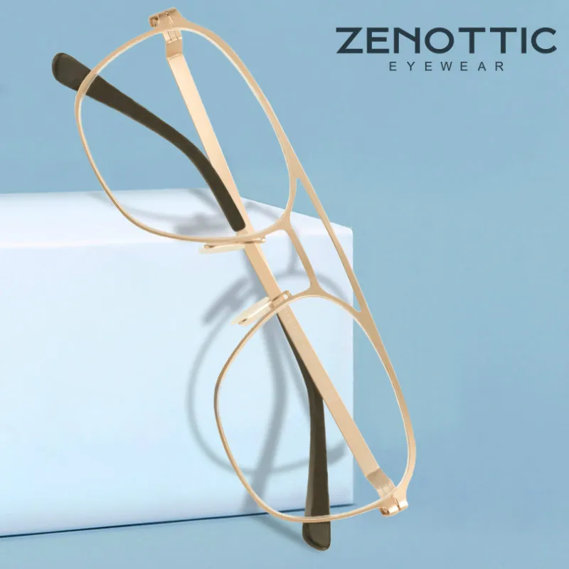 ZENOTTIC Титан двойной мост очки оправа для мужчин легкий пилот оптические оверсайз