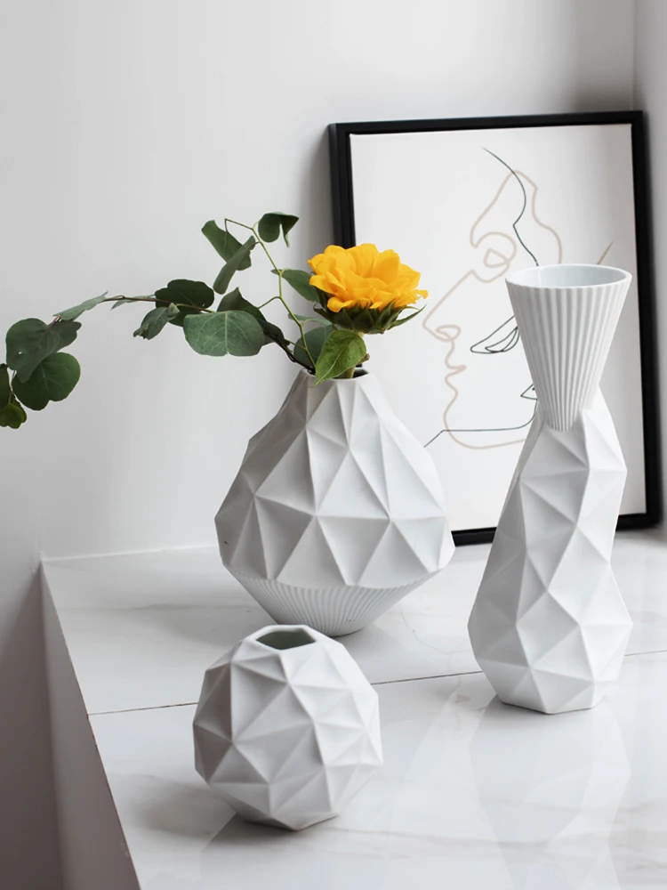 Прямой маркетинг Новая креативная Геометрическая белая керамическая ваза