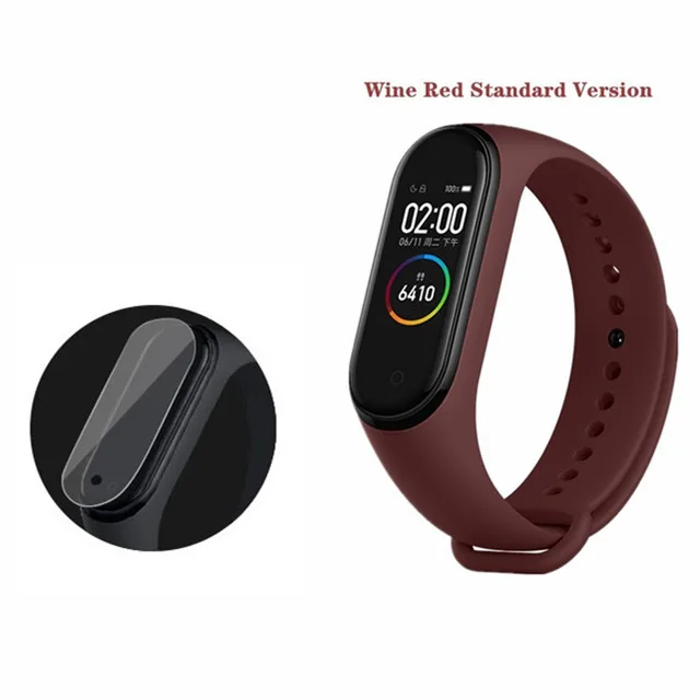 wine red add film Xiaomi mi Band 4, умный браслет 3, Bluetooth 5,0, браслет для фитнеса, Traker AMOLED, цветной сенсорный экран, mi Band 4, спортивный, Smartband 4 - Цвет: wine red add film