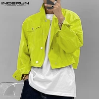 incerun korean style new men fashionable all match jackets autumn winter male casual streetwear trend long sleeved jackets s 5xl