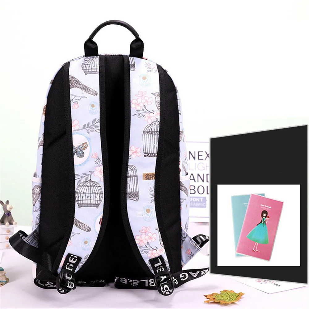 Floral Style Fashion Cute Cartoon Korean Girl Large Capacity Backpack Casual Joker Travel Bag Fresh Leisure School Bag