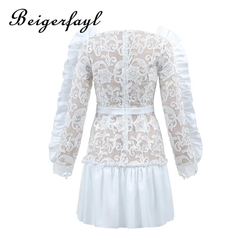 Beigerfayl короткое винтажное мини-платье вечерние короткие пышные рукава ВЫШИВКА