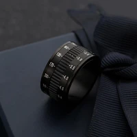 hot sale rotatable camera lens rings 12mm titanium stainless steel rings for trendy men jewelry 2021