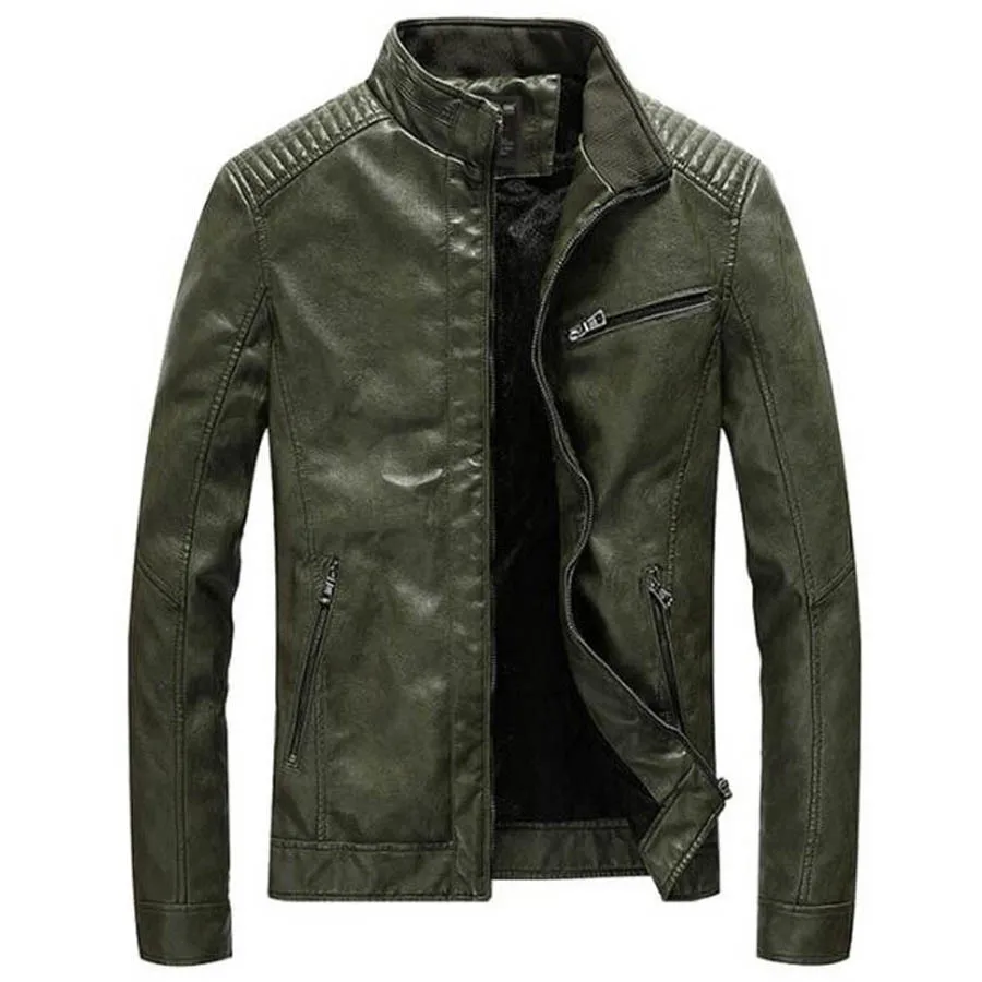 Зимняя модная мужская кожаная куртка тонкая толстая верхняя одежда
