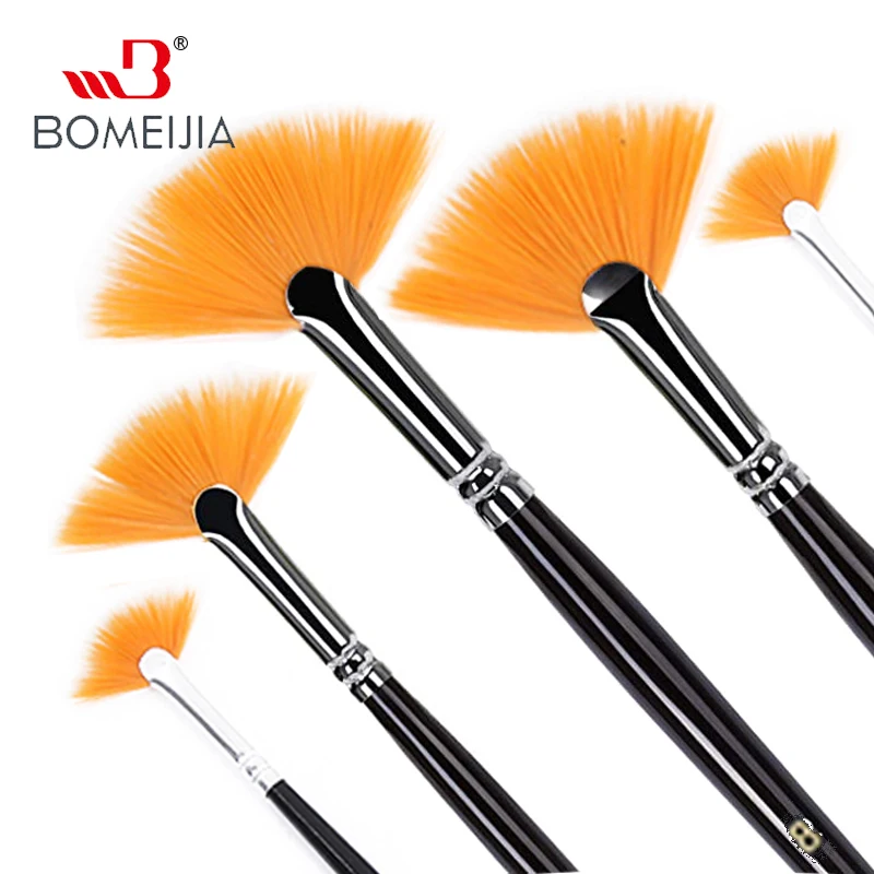 5 шт. вентилятор Форма Краски кисти черного цвета нейлоновые волосы с деревянной