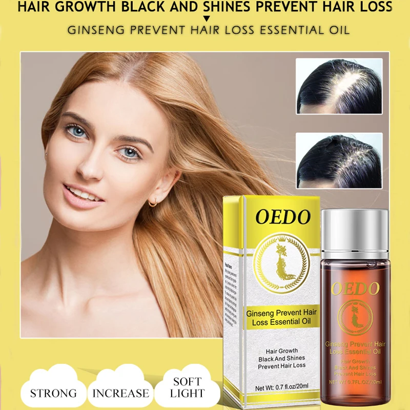 

20ml Ginseng Prevent Hair Loss Essential Oil Fast Accelerate Growth Serum Repair Treatment Dense Nourishes Hair Roots Care