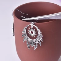 new retro irregular shape flame pendant earrings for ladies fashion bohemian red crystal inlaid hanging earrings accessories
