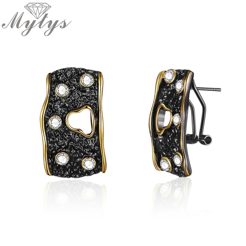 Mytys, 2 стиля, геометрические, квадратные, полые, дерево, кора, антикварные, массивные серьги для женщин, ювелирные изделия с кристаллами CE614 CE615