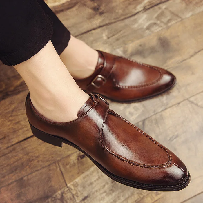 Туфли мужские кожаные заостренный носок Повседневная Деловая универсальная