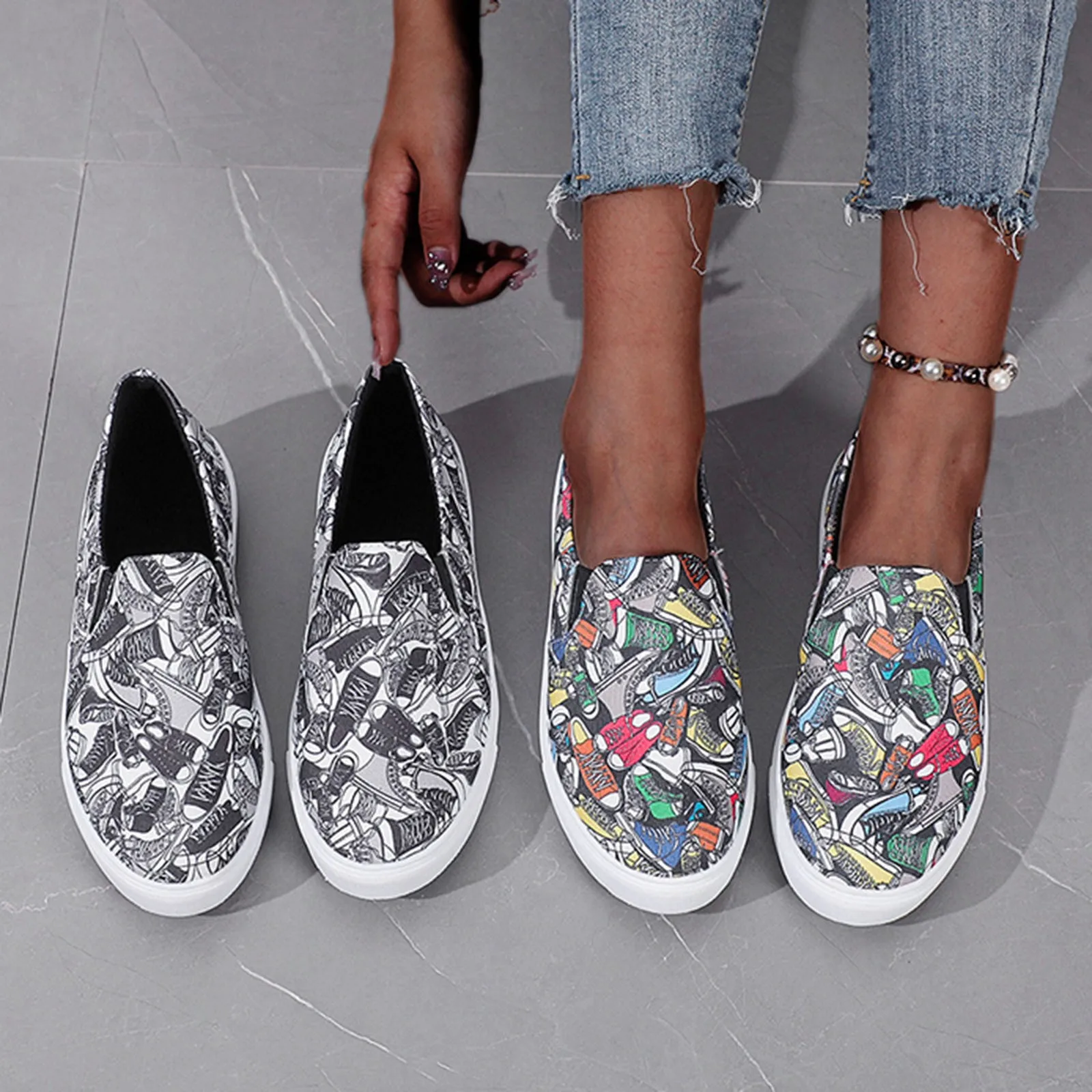 

Кеды женские холщовые, дышащие удобные кроссовки, лоферы, без шнуровки, плоская подошва, Повседневная Уличная обувь для отдыха, большие разм...