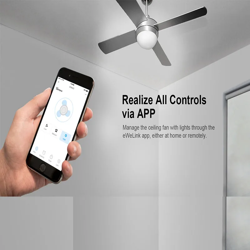 SONOFF IFan04-L WiFi потолочный вентилятор и контроль светильник ler Smart Home 100-120V голосовой