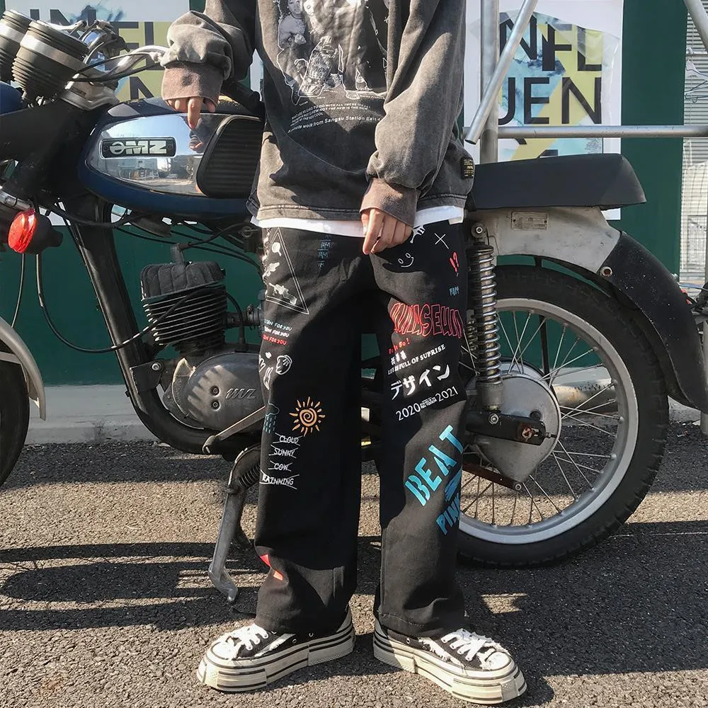 

Japan Black Hip Hop Pants Trousers Streetwear Funny Sweatpants Hombre Male Casual Fashion High Street Japanese Cargo Pants Men