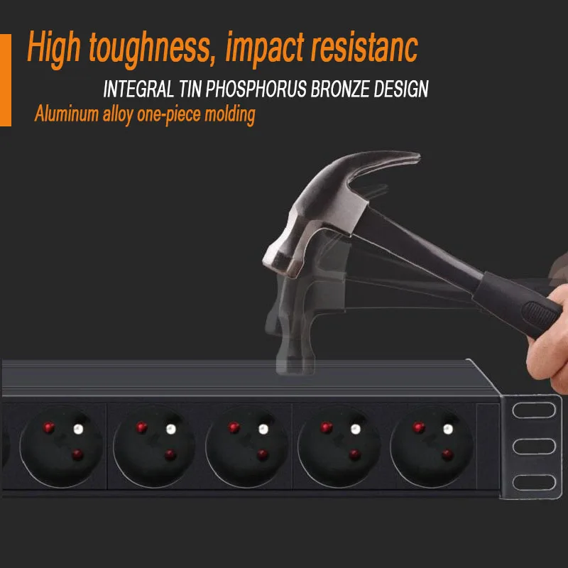 PDU Алюминиевый Сплав Французский удлинитель SPD защита от перегрузки 16 А 3500 Вт