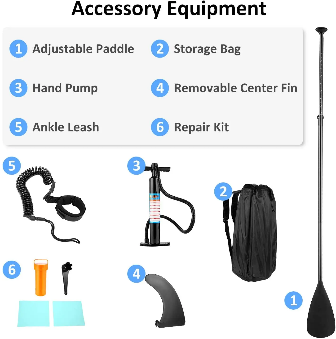 

Inflatable Stand Up Paddle Board, Premium SUP Accessories, Adjustable Paddle, Hand Pump and Backpack, Non-Slip,Full Accessories