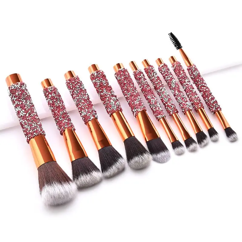 

10 Pcs Makeup Brush Set Powder Foundation Eyeshadow Cosmetic Brushes Tool with Case