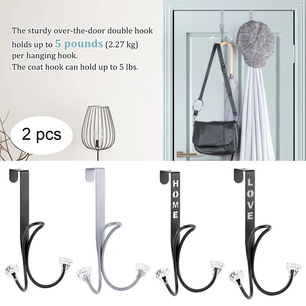 

Home Storage Homehold Over The Door Double Hanger Hooks Declutter Twin Hook for Key Coats Towel Wall Organizer Hanging