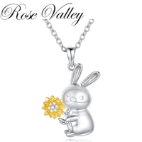 rose valley sunflower pendant necklace for women rabbit pendants fashion jewelry girls gifts yn029