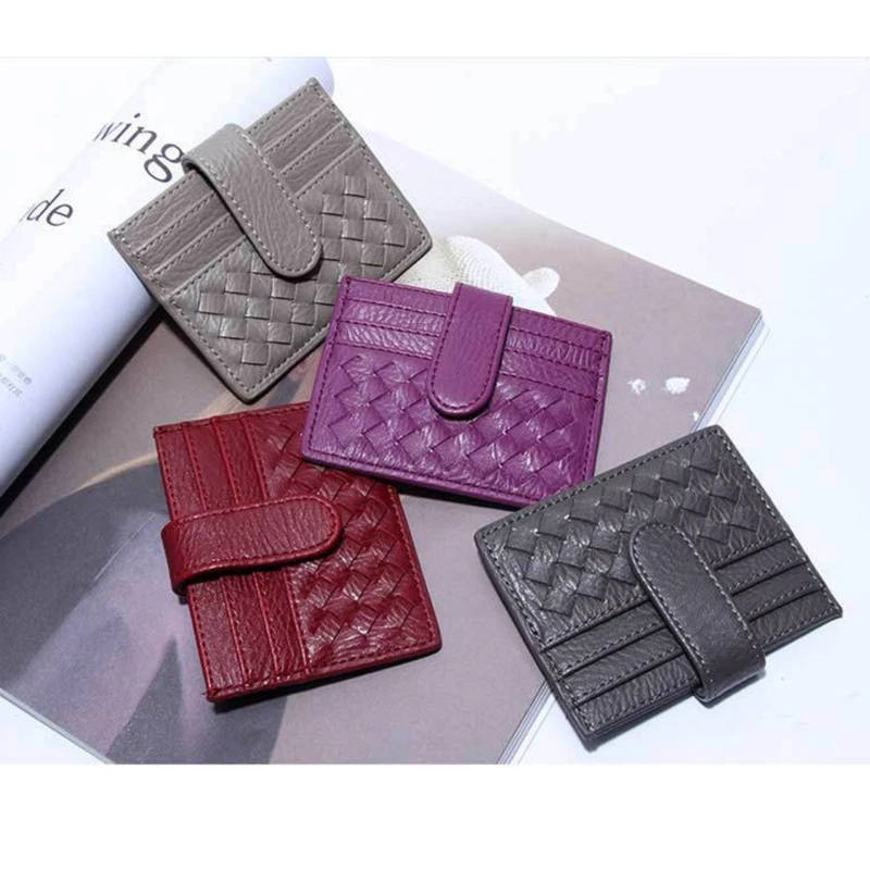 Тканый маленький кошелек ID кредитный держатель для карт женщин женский набор