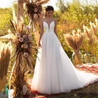 Пляжное свадебное платье, простые свадебные платья а-силуэта, женское кружевное свадебное платье в стиле бохо, Дубай, арабское свадебное платье, свадебное платье