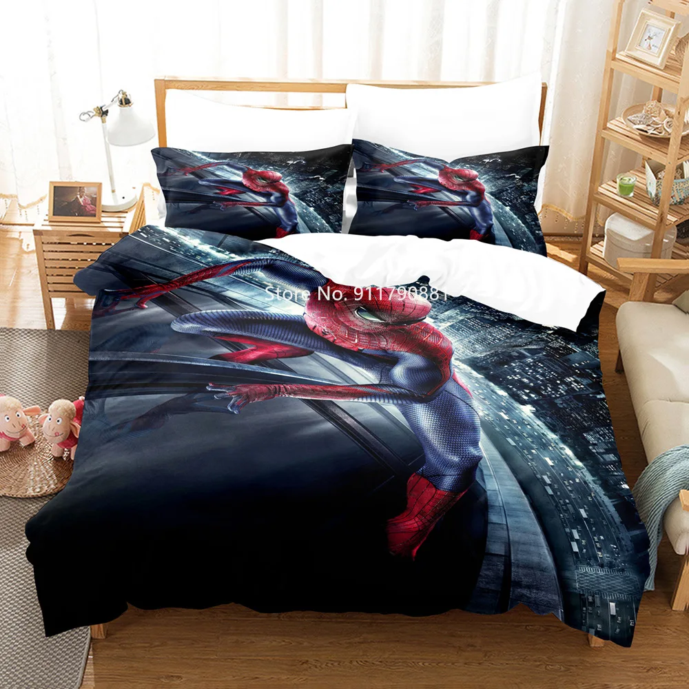 

Home Textile Disney Spider-Man Series Patterned Bedding Set Red Duvet Covered Pillowcase Boys Bedroom Decor with Colorful Print