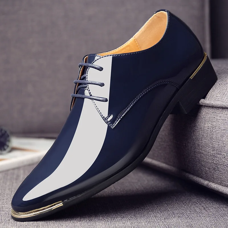 Men Dress Shoes Lace Up Pointed Toe Wedding Business Party 5