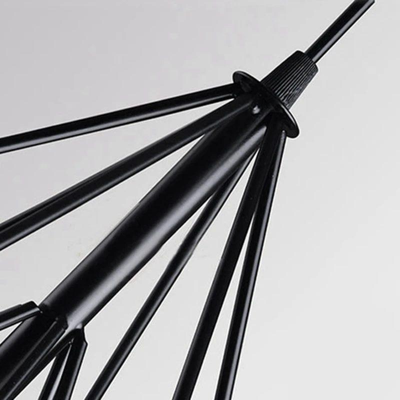 

Pendant Modern Light Black Chandelier Iron Cage Hanging Vintage Led Lamp E27 Loft Industrial Chandelier Dining Room Restaurant B
