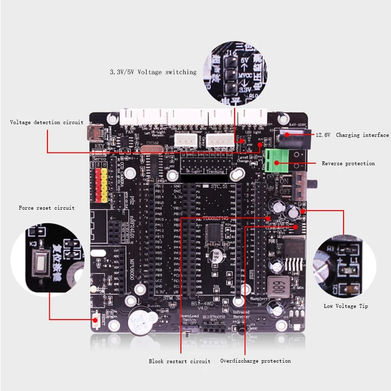 4Wd умный автомобильный привод расширение бортовой робот развития для 51 Raspberry Pi Stm32