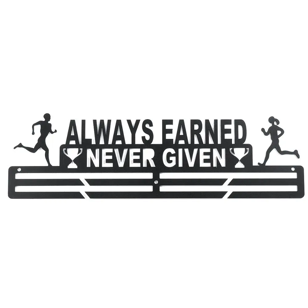 Always Earned Нержавеющая сталь медаль Вешалка медаль держатель дисплей стойка Бег Плавание гимнастика марафоны велосипед Спорт медаль подарок украшение - Цвет: Always Earned