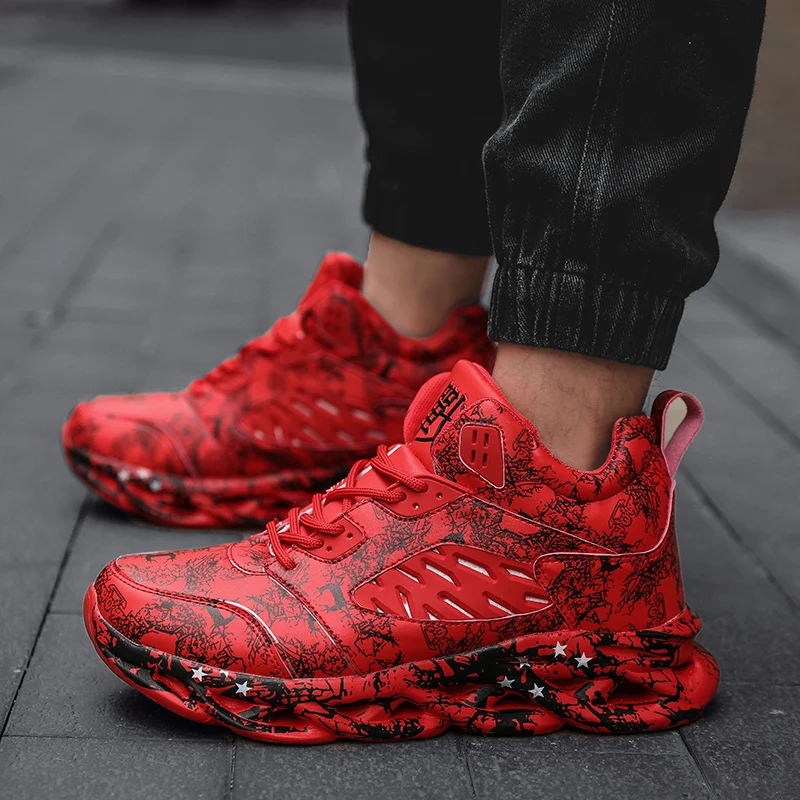 

High Top Gym Sport Shoes Men Brands Plus Size Shoes Running Man Air Cushion Sneakers for Walking Leather Men's Sports Boots