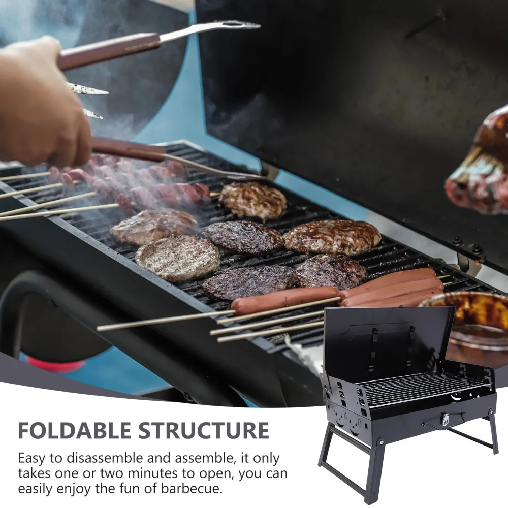 

1 Set Barbecue Grill Portable BBQ Smoker Foldable Charcoal Grill Useful BBQ Tool