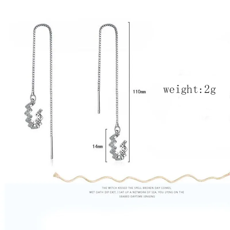 

Korean Luxury New C wave Tassel Ear line Long Earrings Semicircular Ear Clips Zircon Party wedding Gift Brincos Bijoux Jewelry